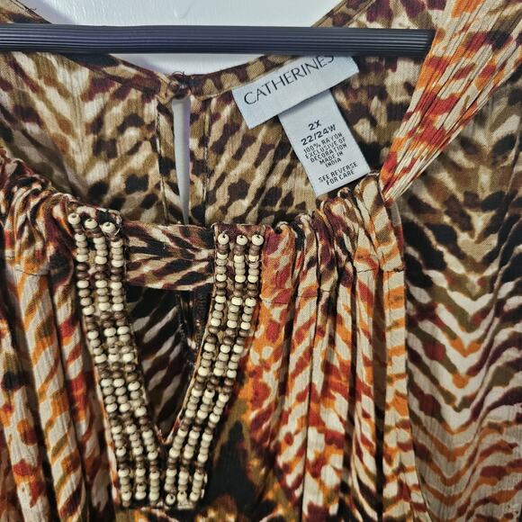 Catherines Beaded Long Maxi Dress Womens Plus Sz 2X Indie Sleeveless Boho Resort - Picture 5 of 6